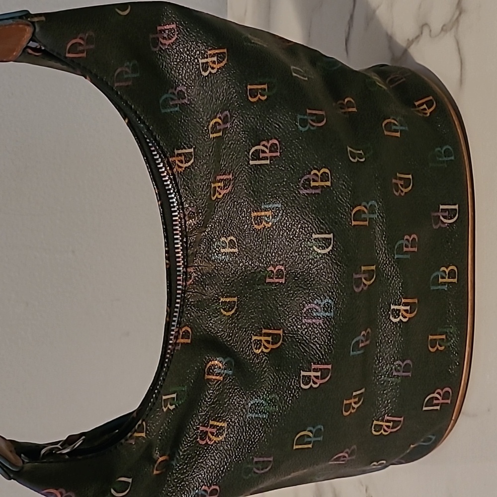Vintage Dooney & Bourke Rainbow Monogram Logo Mini Hobo Bucket Bag Purse Y2K - Picture 4 of 16